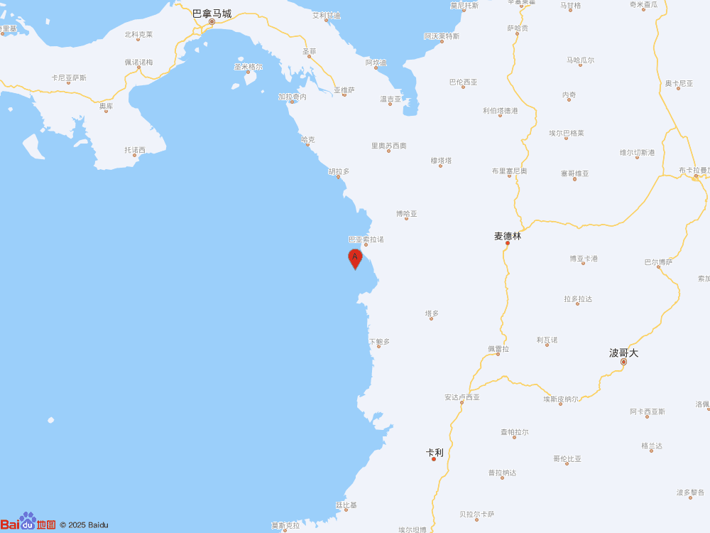 哥伦比亚西岸近海（北纬5.95度，东经-77.55度）发生5.6级地震