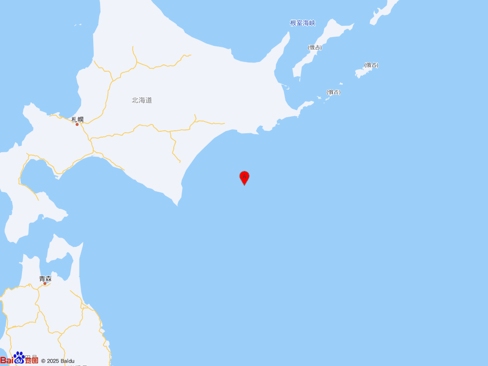 日本北海道附近海域发生6.0级地震